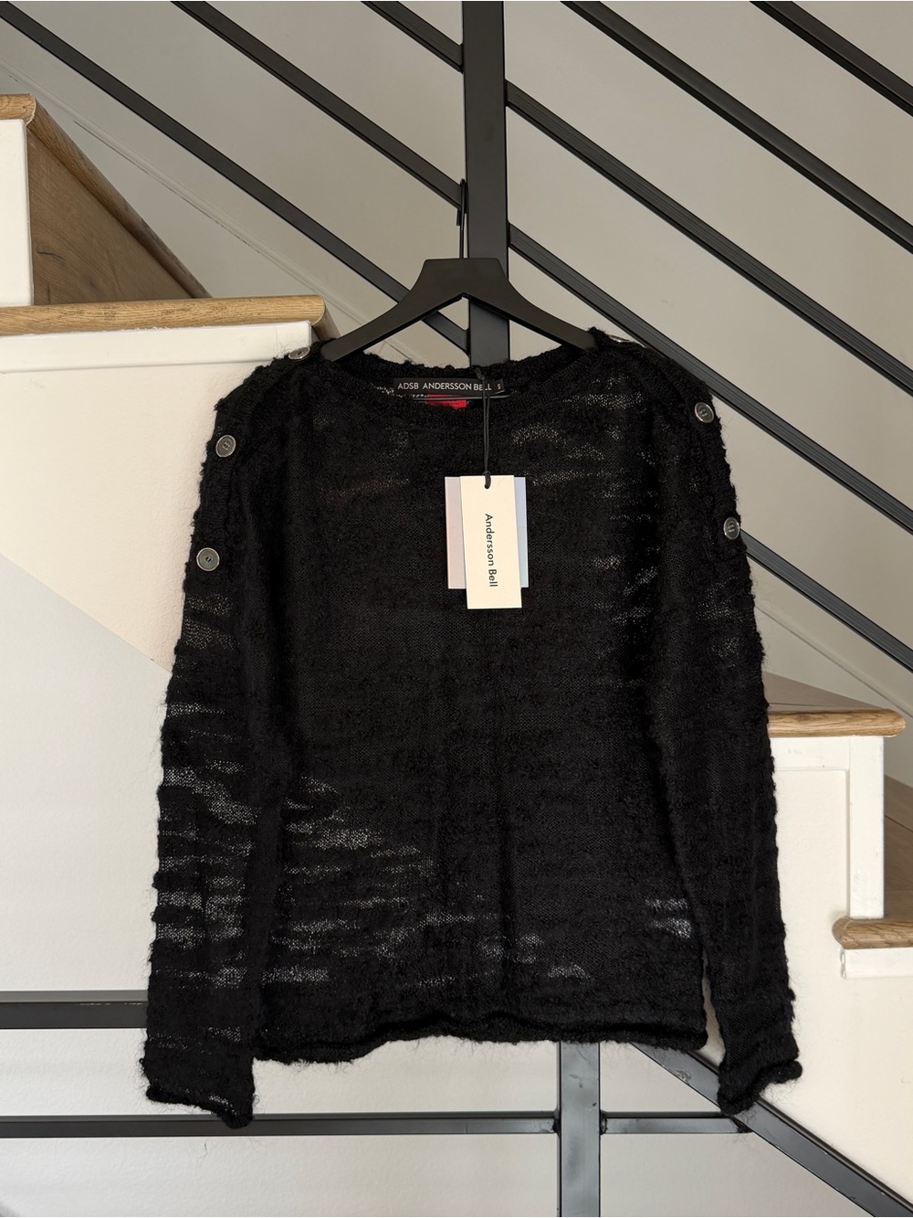 NWT Andersson Bell Fifi Button Pullover Knit Black